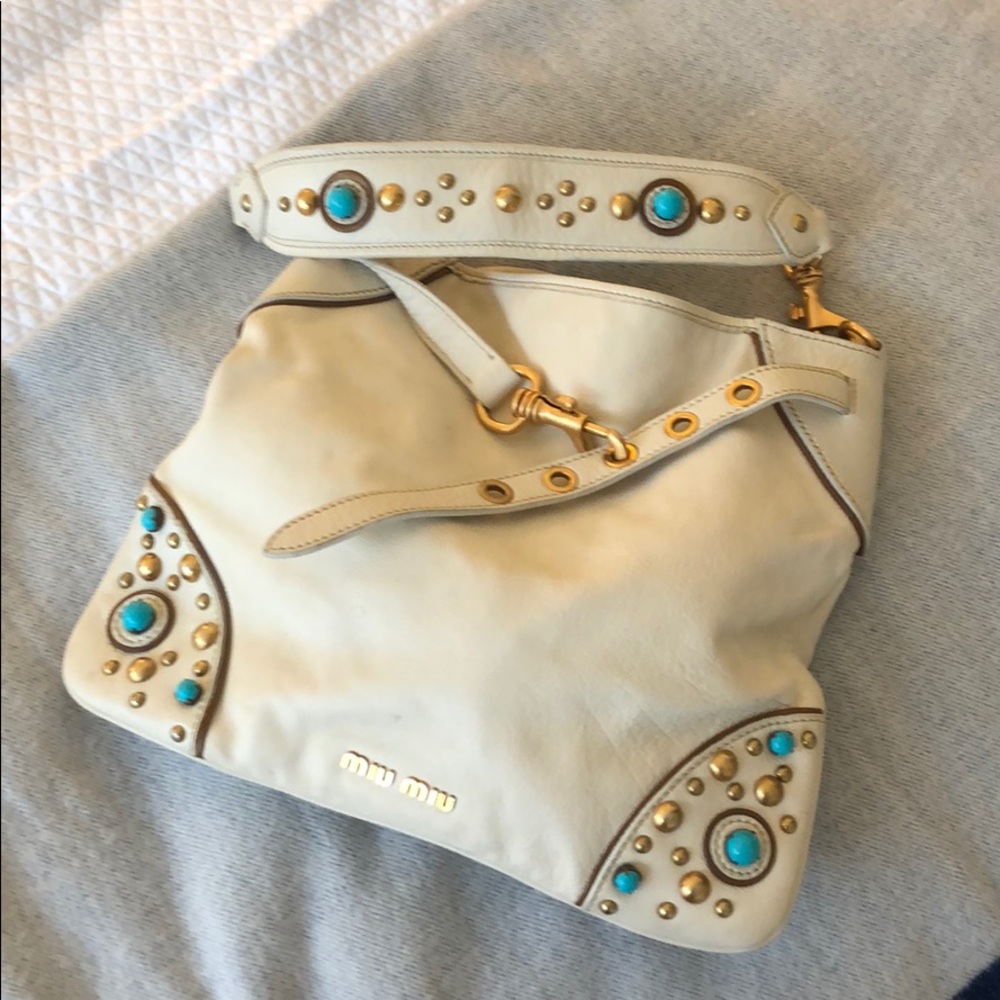 Miu Miu white leather shoulder bag